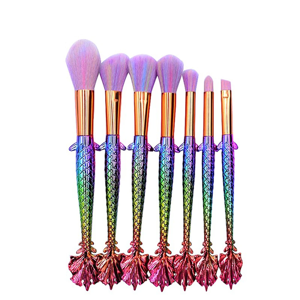

7Pcs Pro Mermaid Fishtail Makeup Soft Eyeshadow Blush Eyebrow Brushes Set