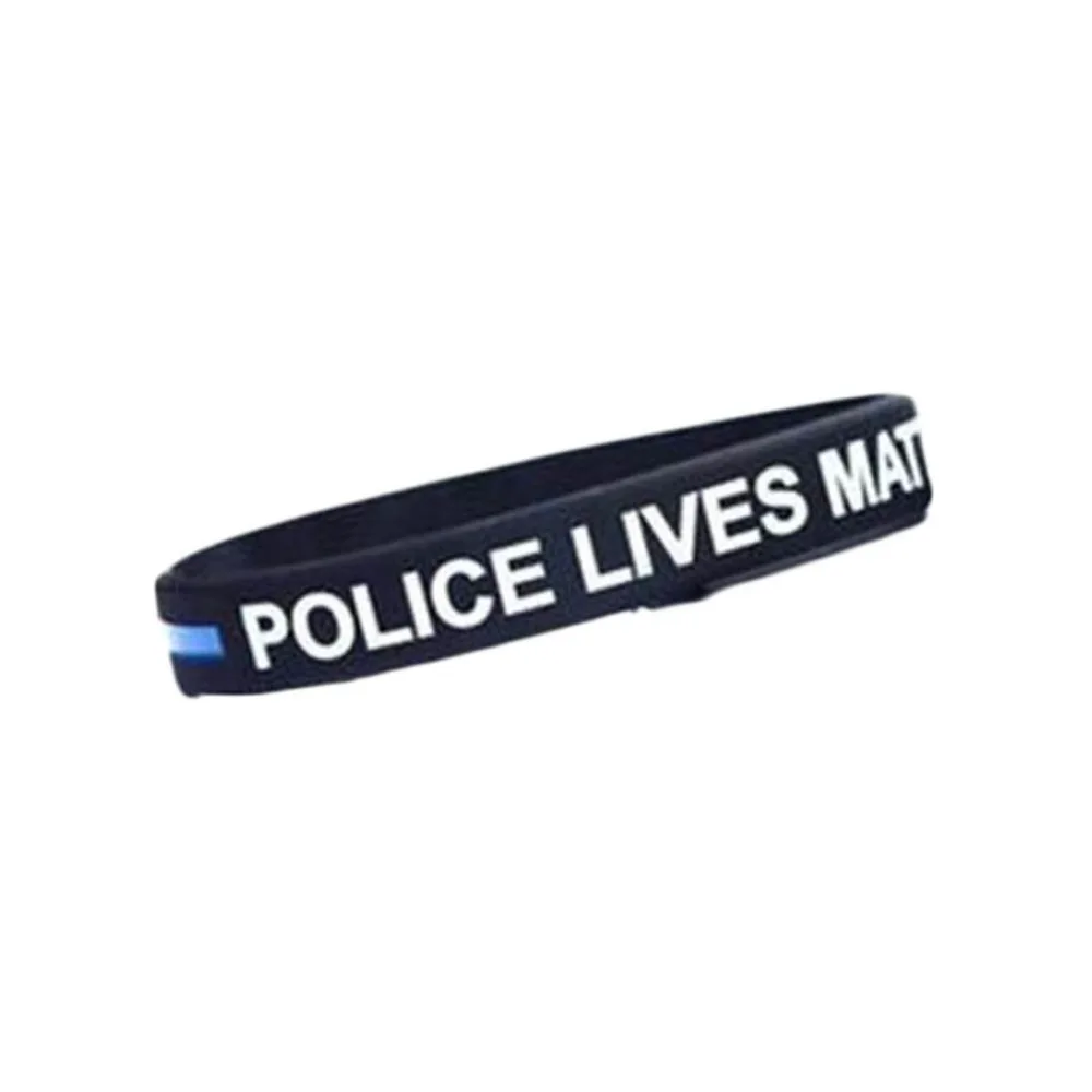 Браслет из нержавеющей стали, Модный американский полицейский, синие силиконовые браслеты для женщин, мужские браслеты, мужские браслеты