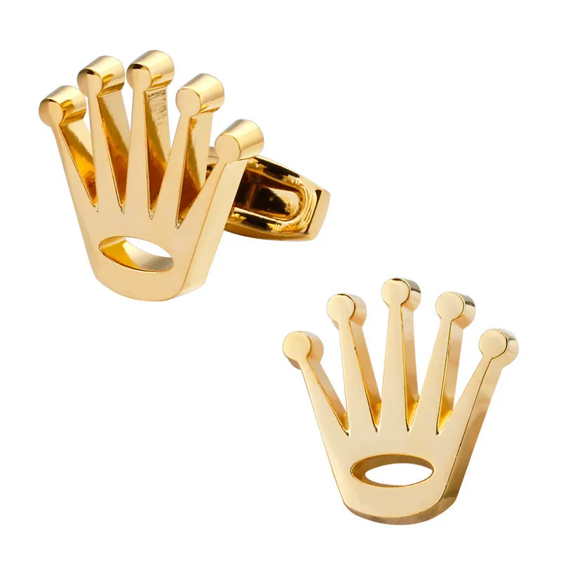 

A Pair Luxury Crown Shape Cufflinks Gold Button Jewelry Cuff Links Men Shirt Knight Cufflink Businessmen Boyfriend