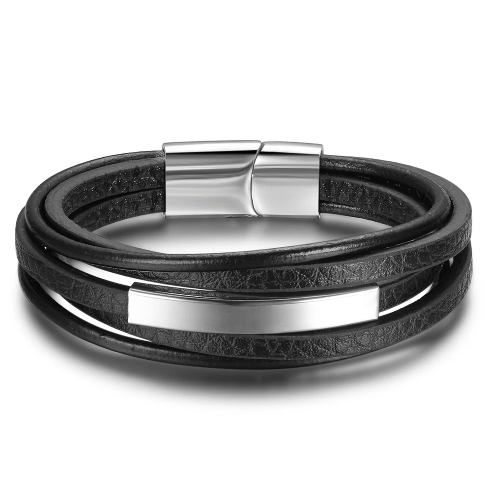 

Fashion Bracelet Men Multi-layer Creative Genuine Leather Hand Chain Jewelry Gift
