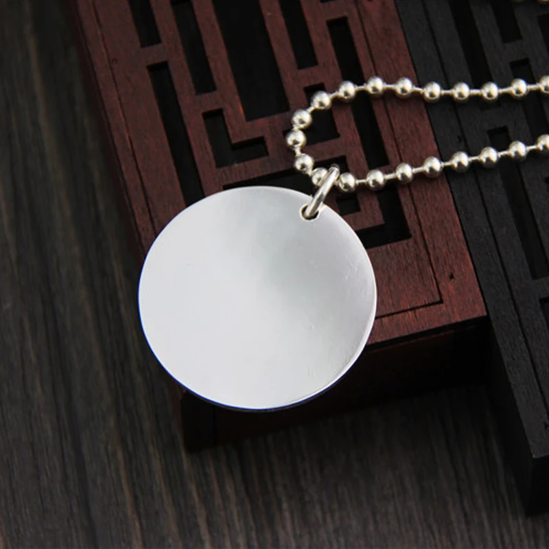 

FYLA MODE S999 Sterling Silver Big Round Pendant Charms for DIY Necklace Jewelry Making Accessories Not Include Silver Chain