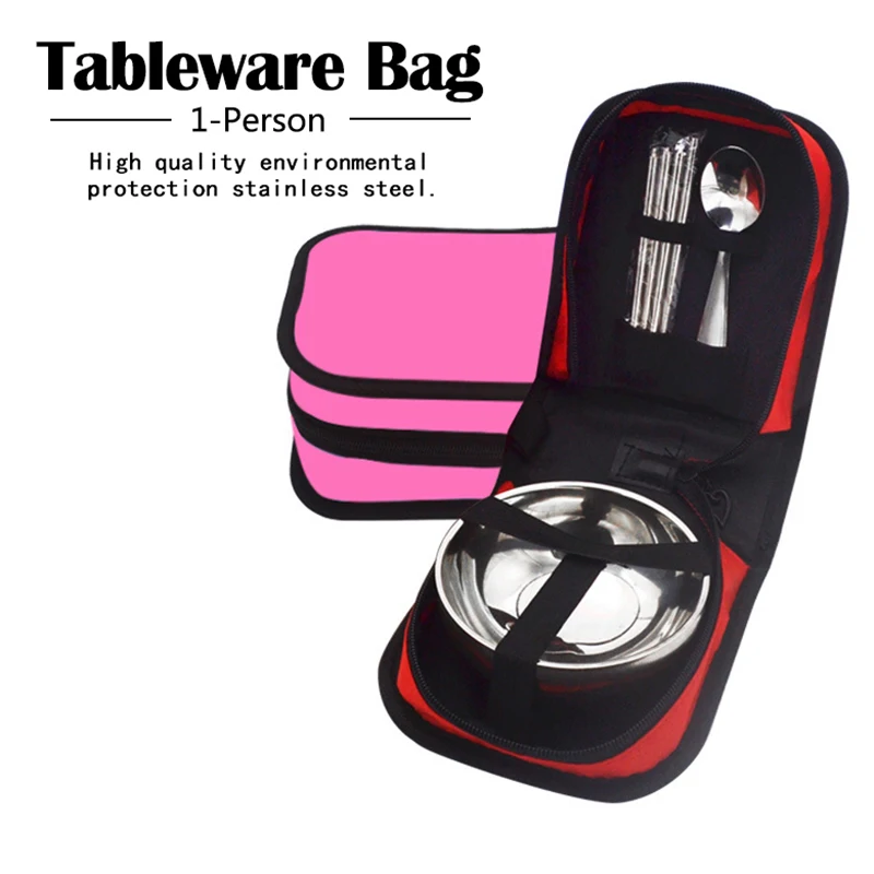 Portable Eco-Friendly Outdoor Tableware Three Pieces Of Stainless Steel Tableware Portable Eco-Friendly Outdoor Tableware Three Pieces Of Stainless Steel Tableware