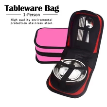 Portable Eco-Friendly Outdoor Tableware Three Pieces Of Stainless Steel Tableware