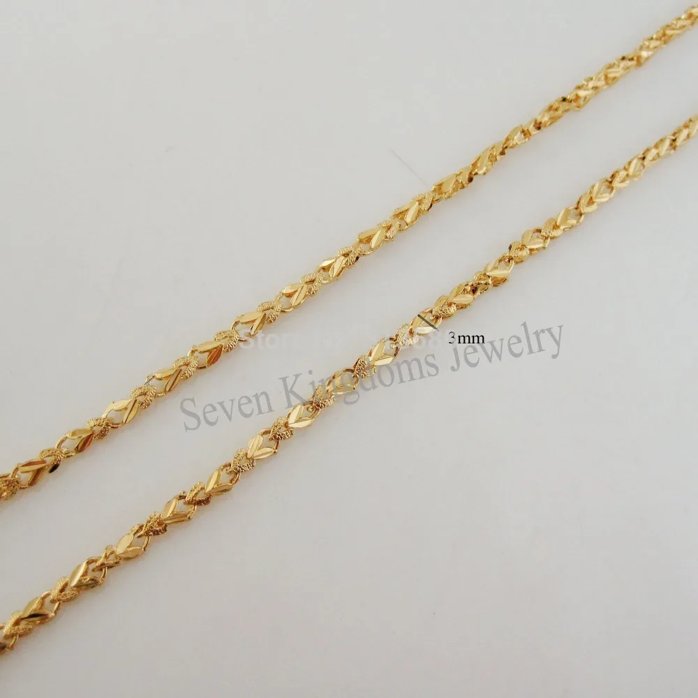 

NEW CARVED STYLE - YELLOW GOLD GP OVERLAY FILLED BRASS 18.5" 47CM NECKLACE/Great Money Maker