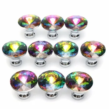 

MTGATHER 10pcs Colorful Drawer Door Knobs Cupboard Wardrobe Cabinet Furniture Handle Pull Crystal Alloy