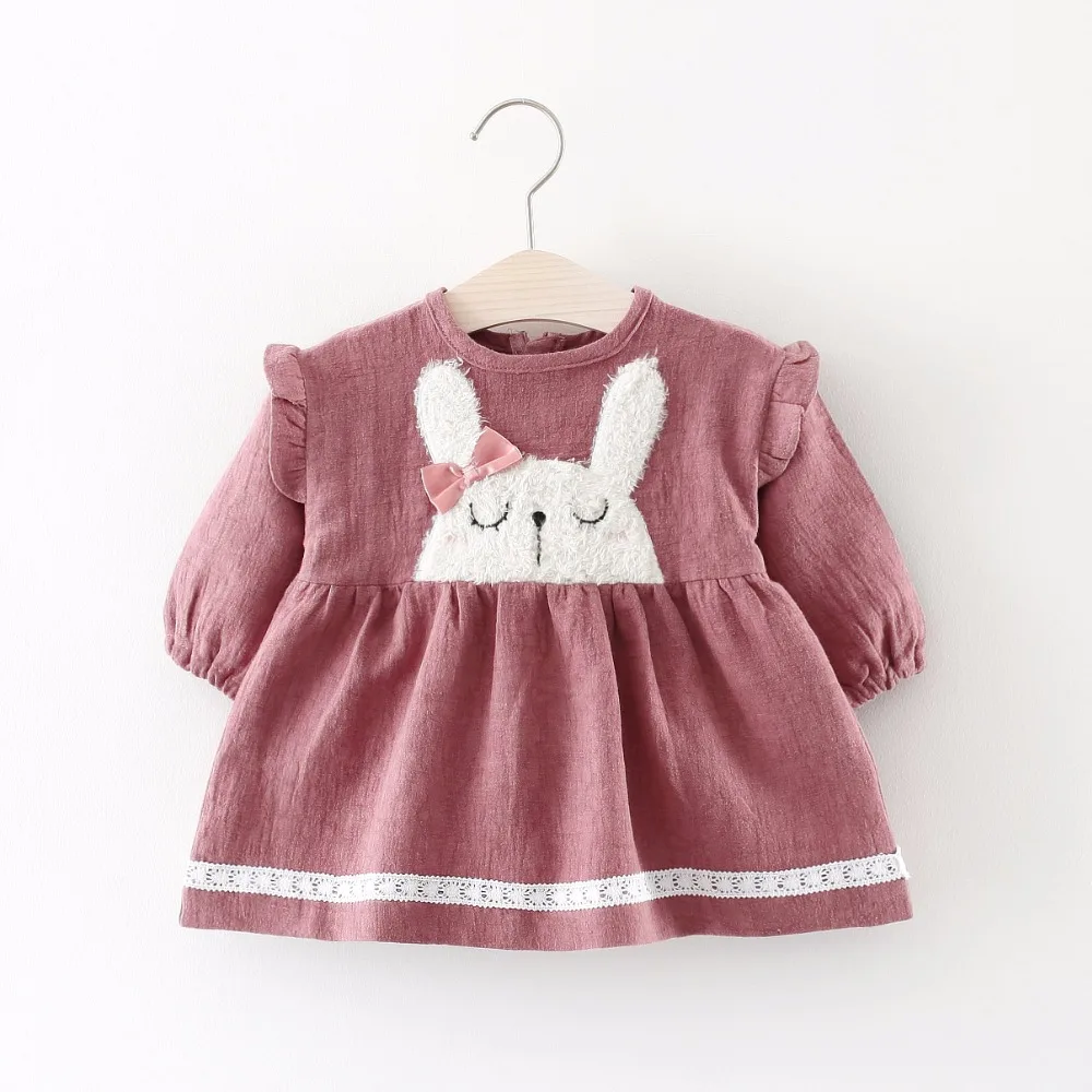 2017 new autumn winter baby girls dress casual cute rabbit long sleeves