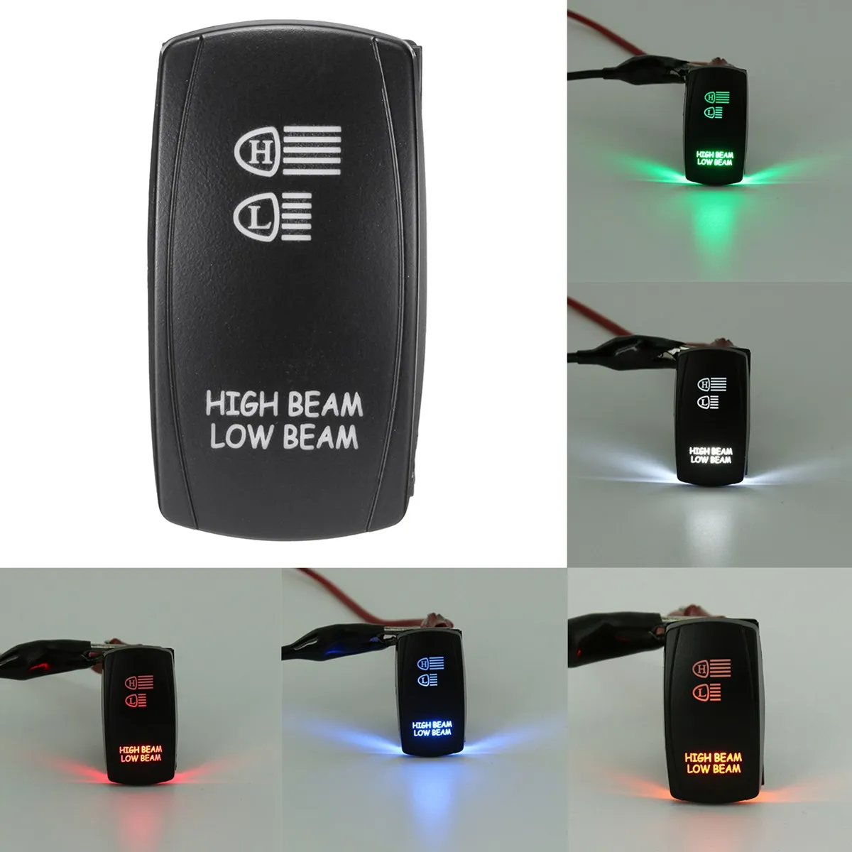 Universal 12v 7 Pins High Low Beam Led Dpdt Momentary