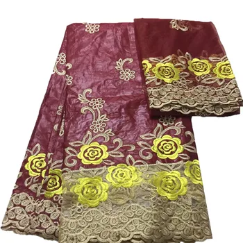 

African Bazin riche fabric embroidered high quality 2018 Bazin riche getzner 5+2yards beaded net lace fabric for dress JJ77-1