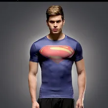 Супермен 3D компрессионная брендовая мужская футболка одежда для фитнеса плотный бодибилдинг, короткий рукав Футболка летние мужские топы футболки
