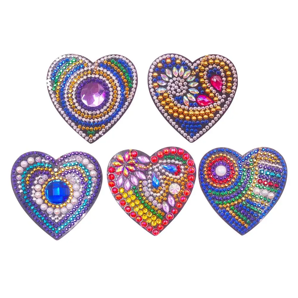 

5Pcs/set DIY Diamond Key Ring Heart Shape Keyring Decor Hanging Kit for Girls Women Handbags Drop Shipping