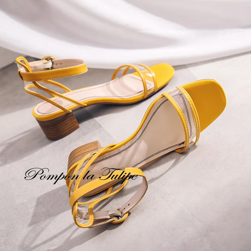 

BHS 901179 Chic Round Toe 4CM Heels Stilettos Slingback Genuine Leather Sandals Sheepskin Fashion Women Shoes Party Wedding