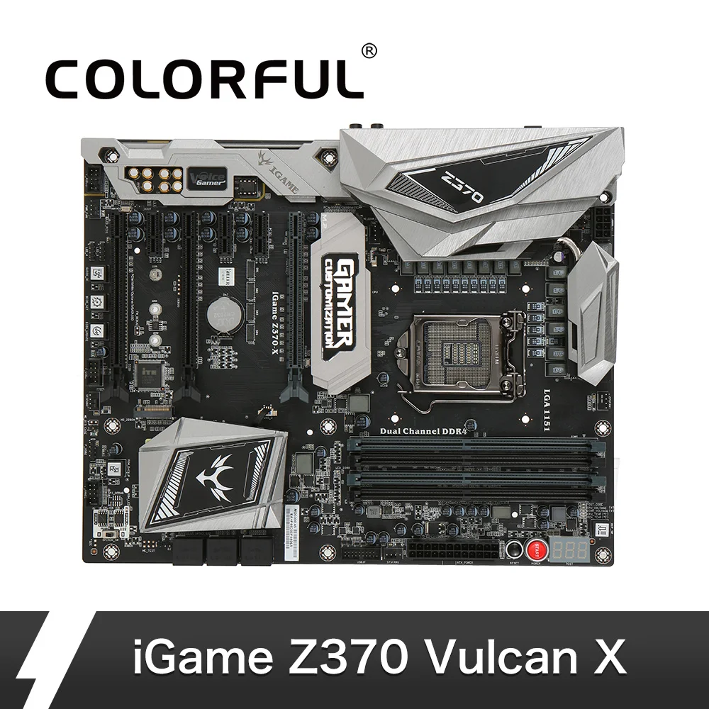 

Colorful iGame Vulcan X Intel Z370 LGA 1151 DDR4 SATA 6Gb/s Motherboard ATX Motherboard 2 M.2 Front USB3.0 2-Way SLI Pro Gaming