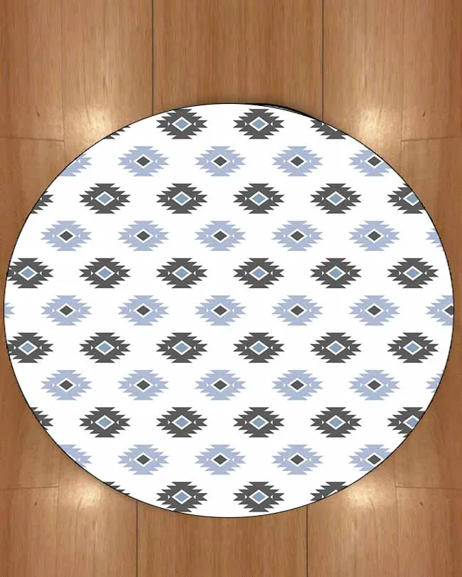

Else White Floor on Geometric Tiles Gray Blue Nordec 3d Print Anti Slip Back Round Carpets Area Rug For Living Rooms Bathroom