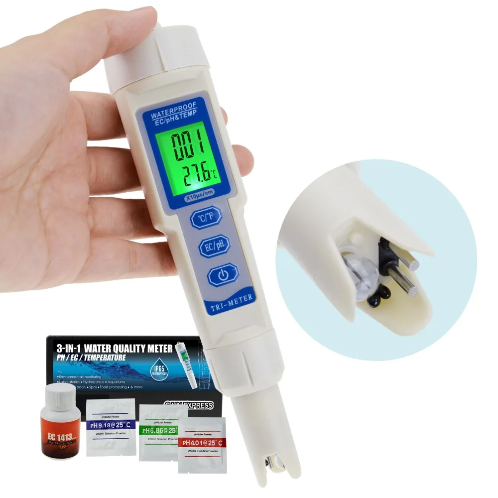 pH / EC / Temperature Meter ATC 3 in 1 Pen Type Water Quality Combo