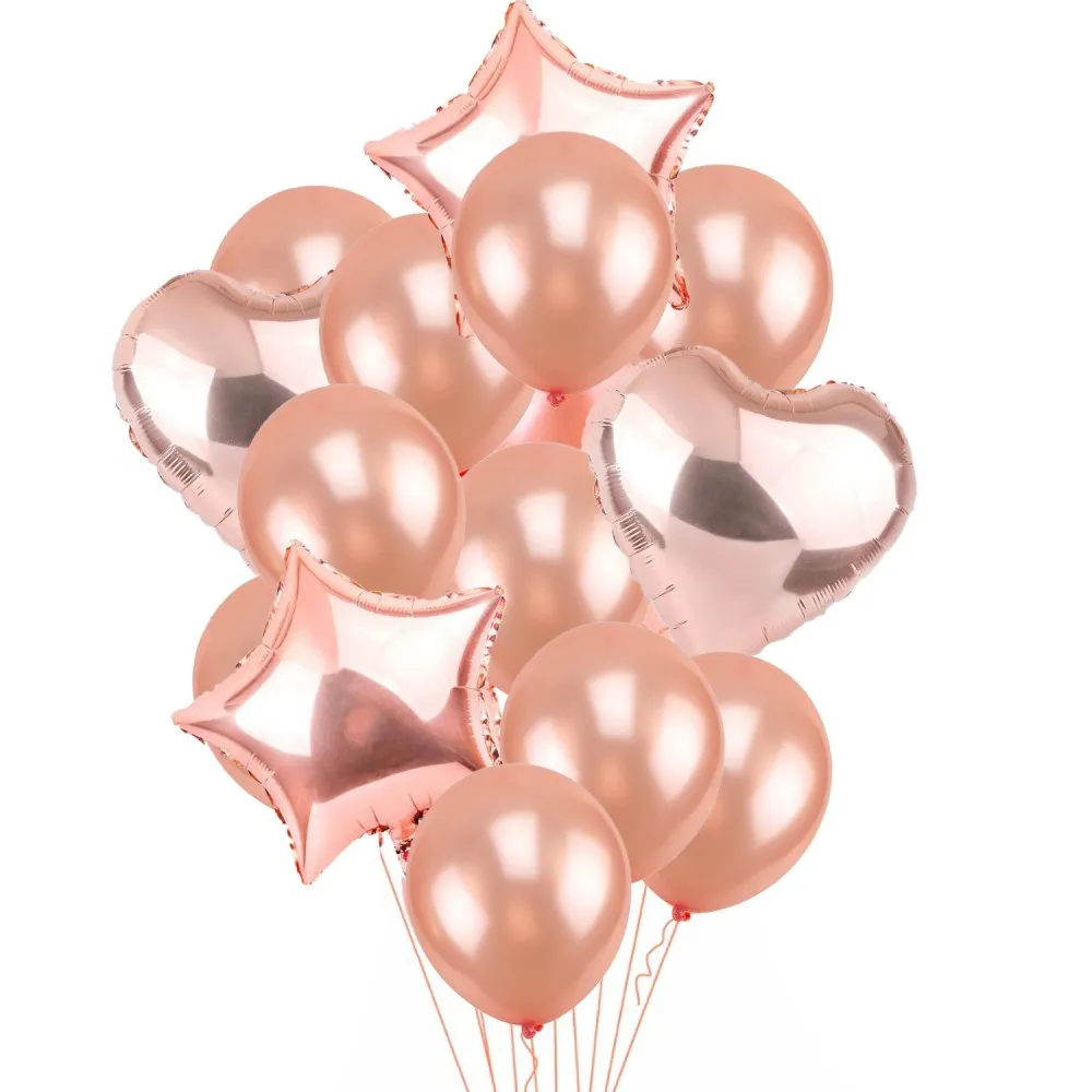 12 дюймов воздушный шар "Конфетти" мульти воздушные шары с днем рождения украшения Детский номер воздушный шар из фольги Globos товары для свадебной вечеринки - Цвет: 14pcs Rose gold