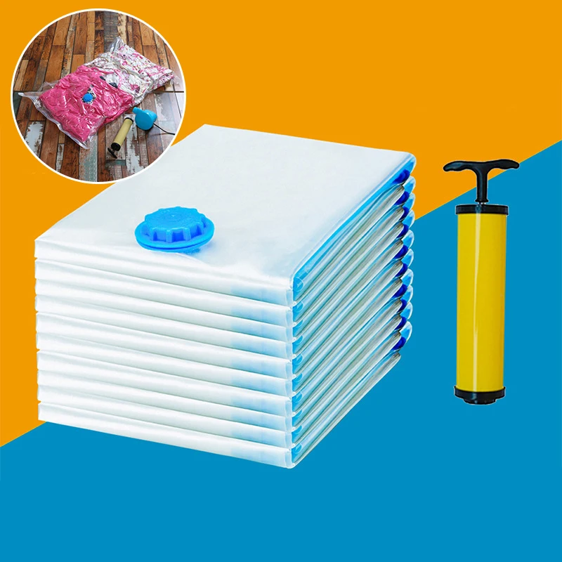 

5pcs Home Vacuum Bag Storage Clothes Suction Transparent Border Foldable Compressed Organizer Saving Packet for Camping Travel