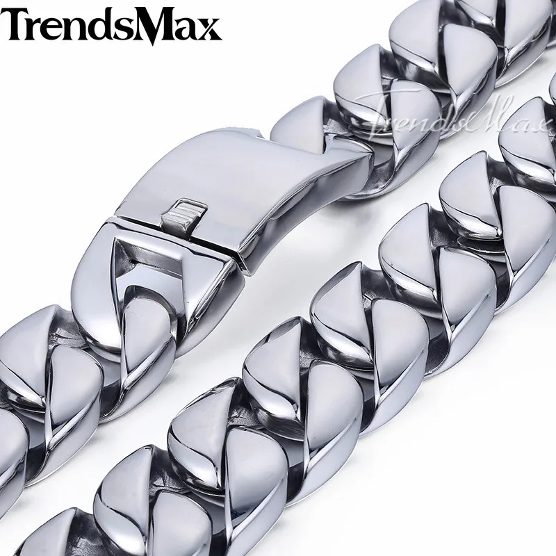 Trendsmax 31 мм супер тяжелая Снаряженная кубинская Мужская цепь для мальчиков