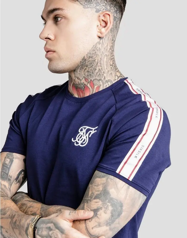 Мужская футболка в темно синюю полоску SikSilk|Футболки| |