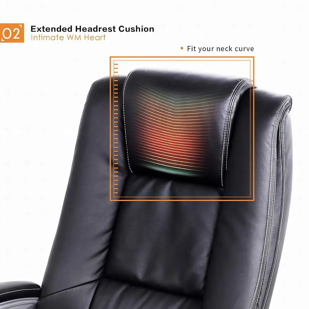 High-Back Executive Office Chair Faux Leather Large Seat Reclining Computer Desk Chair with Arms Adjustable Seat Height