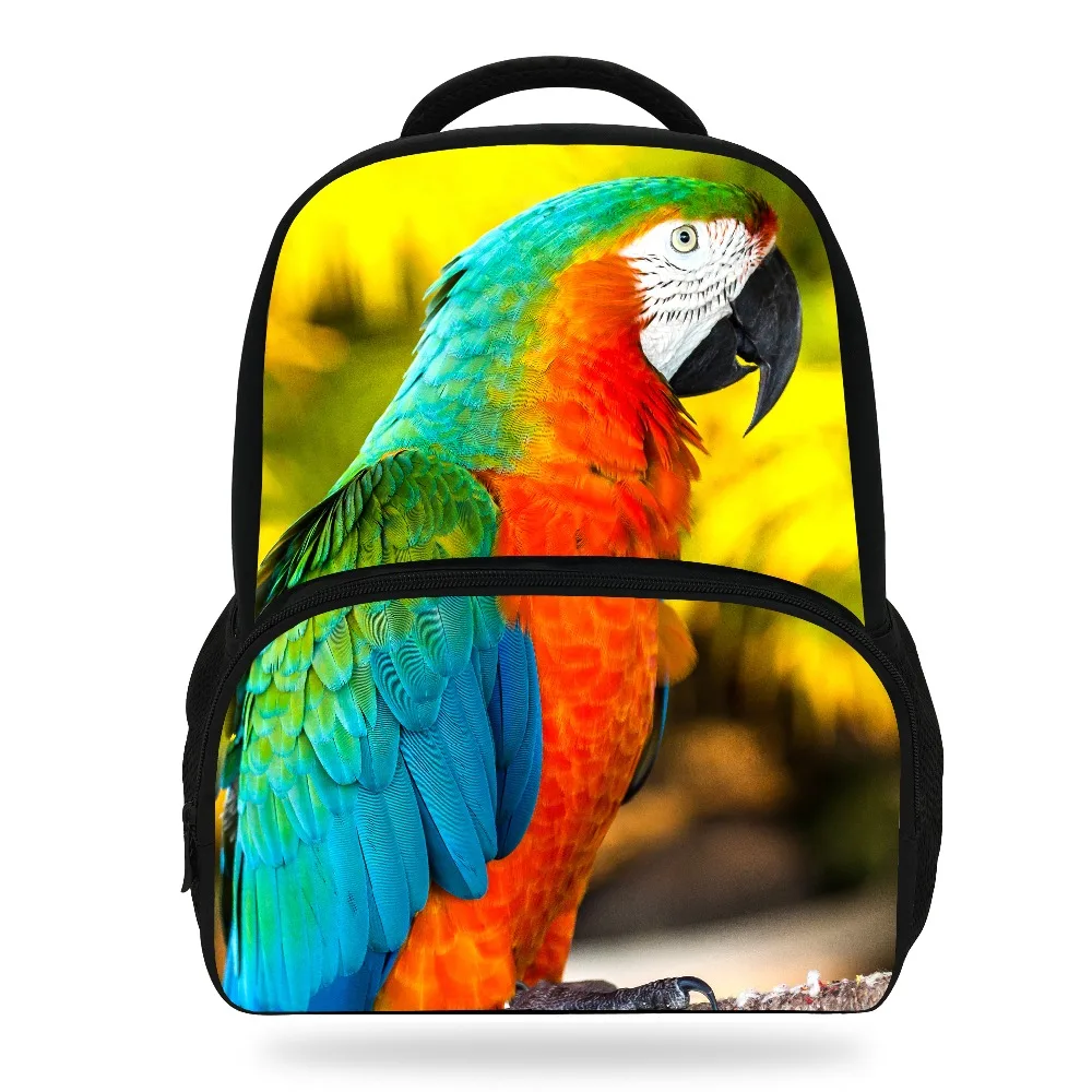 14inch Girls Zoo Animals Backpack For Women School Bags Print Parrot