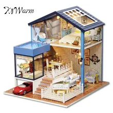 Милая комната KiWarm изысканный ручной работы DIY кукольный дом Миниатюрный модель с легкой музыкой подарок ручной работы украшения Tpys