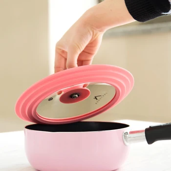 

Glass silica gel cooking lid silicone milk pot wok pan cover splash oil high temperature anti falling pot strainer splatter