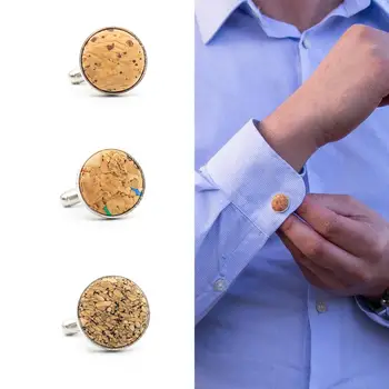 

Natural cork shirt cufflinks for men wedding accessories Jewelry L-037-A/B/C
