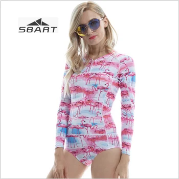 

Sbart Women Swimsuit Female Conjoined One-piece Print Surfing Swimwear Spring Lycra Sunscreen Ladies Triangle Rash Guard
