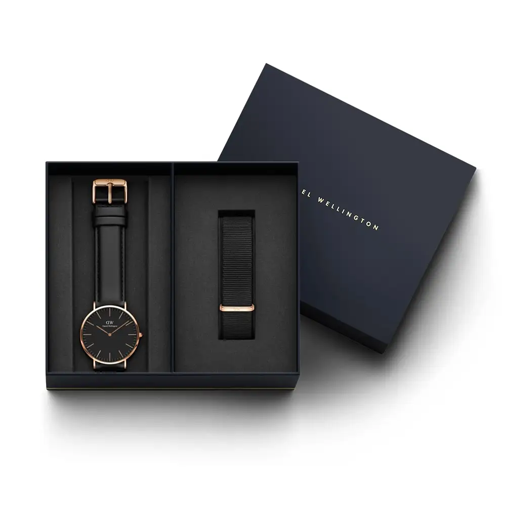 Наручные часы Daniel Wellington Classic Sheffield 40 мм RG Black + часовой ремешок Cornwall для часов |
