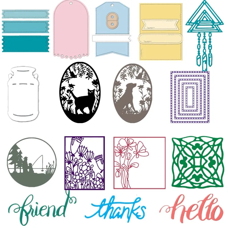 

Flower Letter Jar Tag Frame Metal Cutting Dies Stencils For DIY Scrapbooking Decoration Embossing Cards Handcraft Die Cut 2019