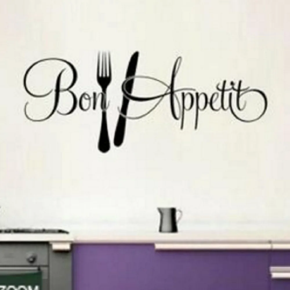 

New Removable Bon Appetit Words Pattern Kitchen Dining Wall Sticker Home Room Decor Waterproof Stickers New Promotion
