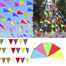 50 Meter Regenbogen Wimpel Outdoor Banner 100 Fahnen Nylon Werbung Hängen Flagge Hochzeit Decor Geburtstag Partei Liefert