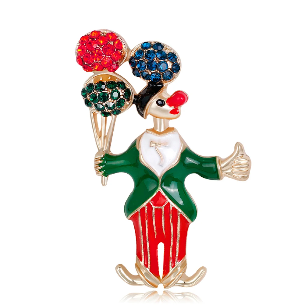 Bluelans подарок на Рождество Милая брошь клоун Pin многоцветный декор стразами ювелирные изделия