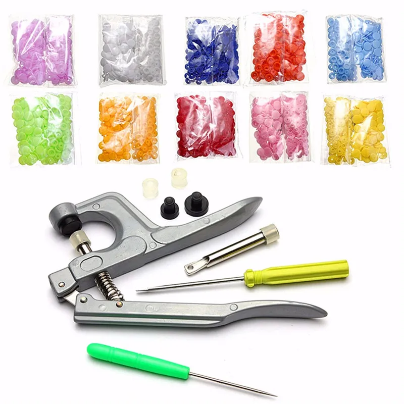 

Press Pliers + 10 Color Buttons 500pcs Fasteners Installation Punch Poppers Attachment Setting Tool For DIY Clothing Ordinary