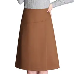 Новые шлифовальные вязать юбки для женщин женские 2018 чёрный; коричневый шить Высокая талия трапециевидной формы юбка S-3XL плюс размеры