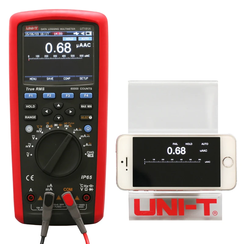 UNI-T UT181A True RMS Datalogging мультиметр; цифровой мультиметр, фильтрация низких частот/Проводимость nS/измерение Двойной Температуры