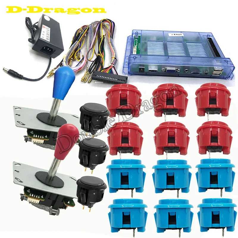 

1388 in 1 jamma board DIY Arcade Game Kit with 5 Pin Joystick Push Button Power Adapter harness with coin acceptor cable
