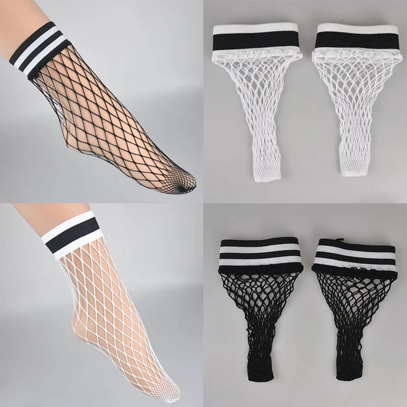 

1 pair Summer Fashion Hollow White Black Breathable Net Socks Female New Summer Women Sexy Grid Socks Short Fishnet Socks