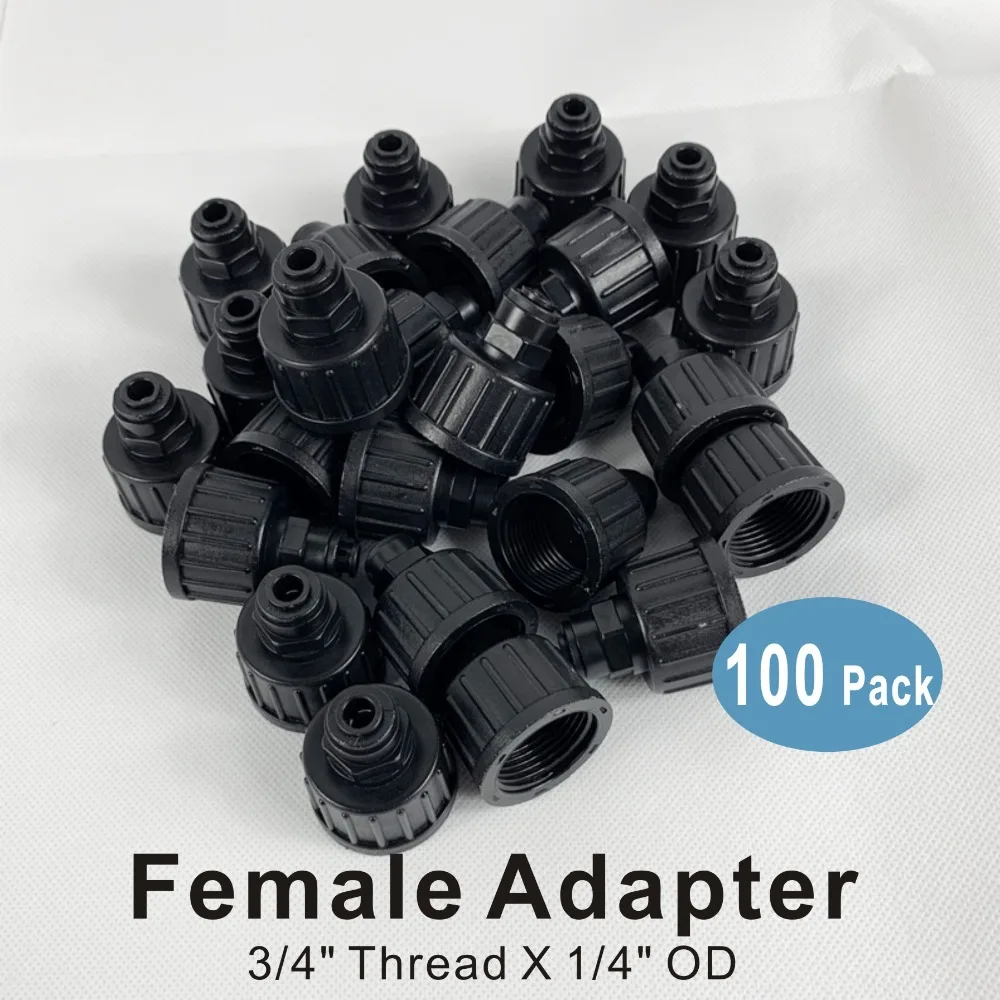

100 PACK OF Black Color 3/4" BSP to 3/8" Push Fit Standard Garden Tap Adapter Connector, Washing Machine, Fridge Water Filter