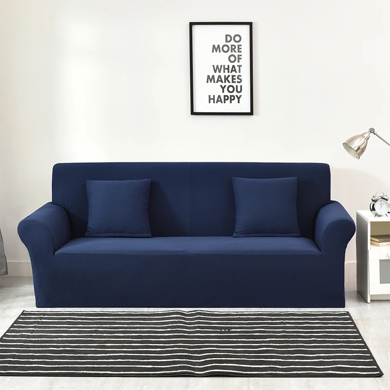 

Blue Plaid Knitted Thick l shape cover sofas Universal Stretch Couch/Corner Sofa Slipcovers furniture protector cover/slipcover