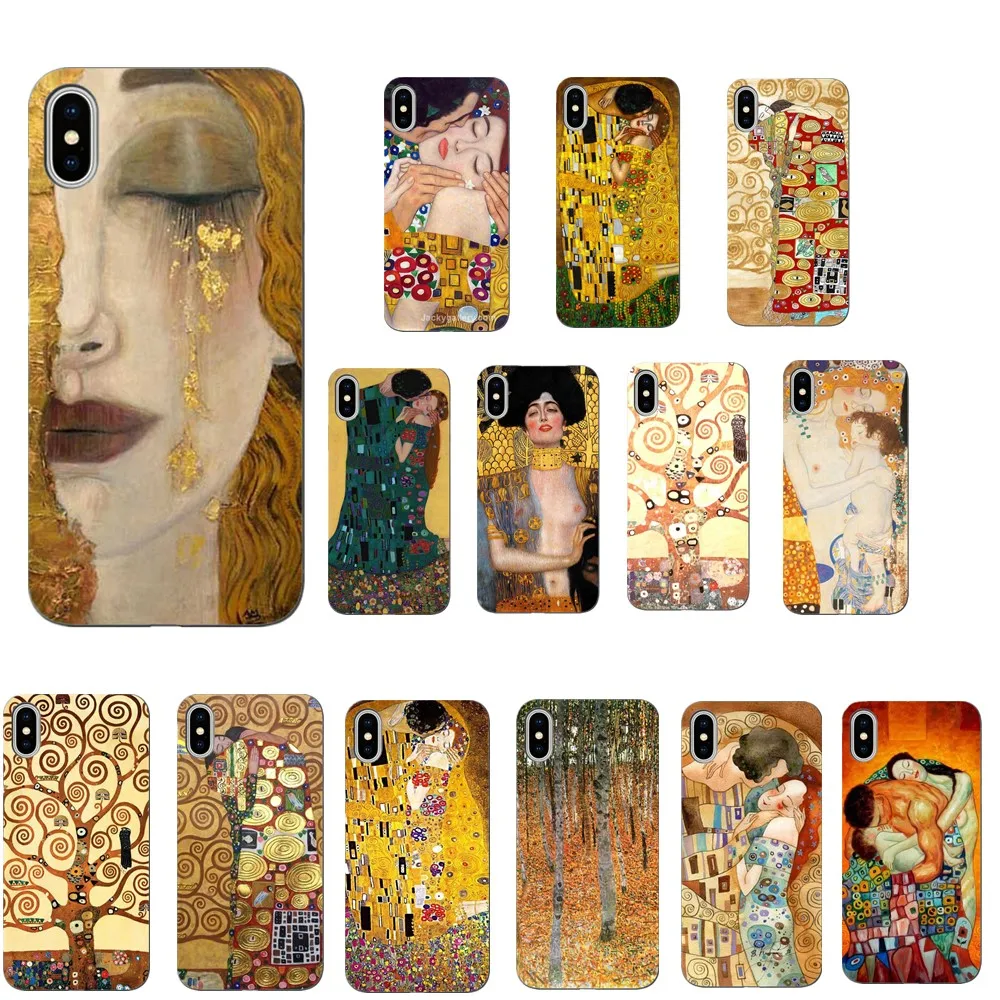 

Kiss by Gustav Klim Golden Tears Tree Boat PaintingCase For iPhone 7 Phone Case for iPhone X XS MAX 6 6S 7 8 8Plus 5S XR 5 SE