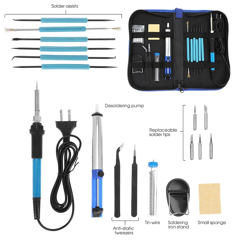 

110V/220V 60W Adjustable Temperature Welding Solder Soldering Iron Tool Kit