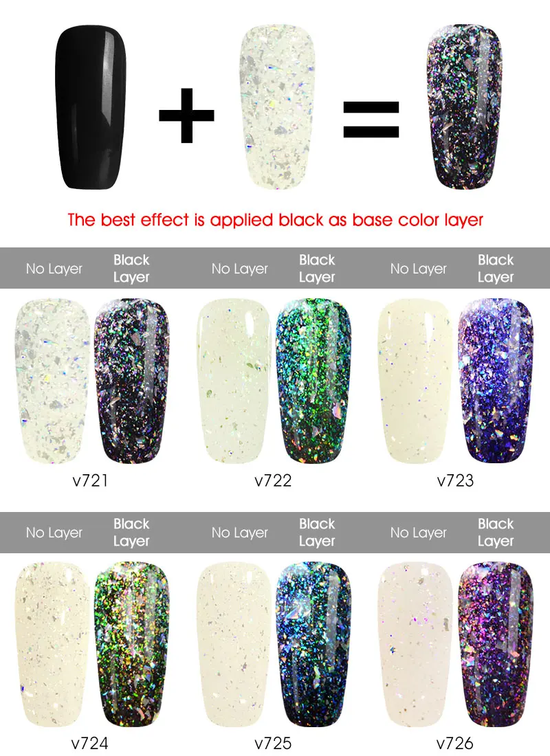 جديد VENALISA نقع قبالة الطاووس gelpolish النجوم بلينغ بريق مسمار الحرباء الترتر 3D القط العين مسمار الفن هلام مسمار البولندية