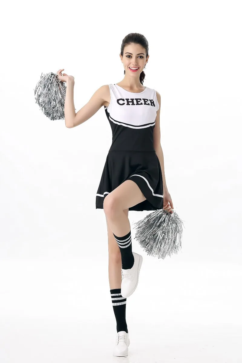 

Sexy Basketball Baby Cheerleader With Pom Poms Costume School Girl Party Dress