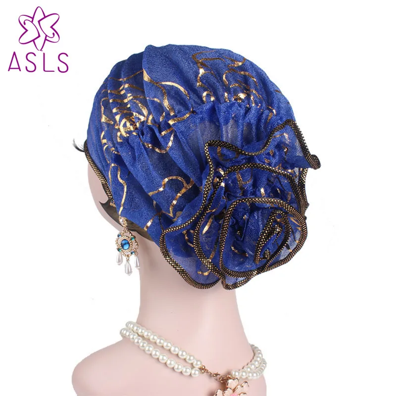 Для женщин элегантные король цветок эластичная сеточная подкладка; тюрбан Кепка chemo шапка головка Обёрточная бумага головка мусульманский шарф для выпадения волос шапка под хиджаб