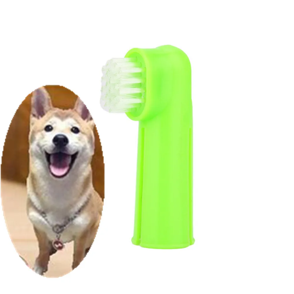 2Pcs Pet Dog Oral Dental Soft Finger Toothbrush Cleaning Teeth Care