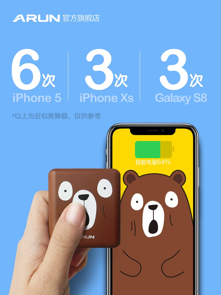 ARUN 3D принт cute10000 мАч внешний аккумулятор 2 USB портативное зарядное устройство для