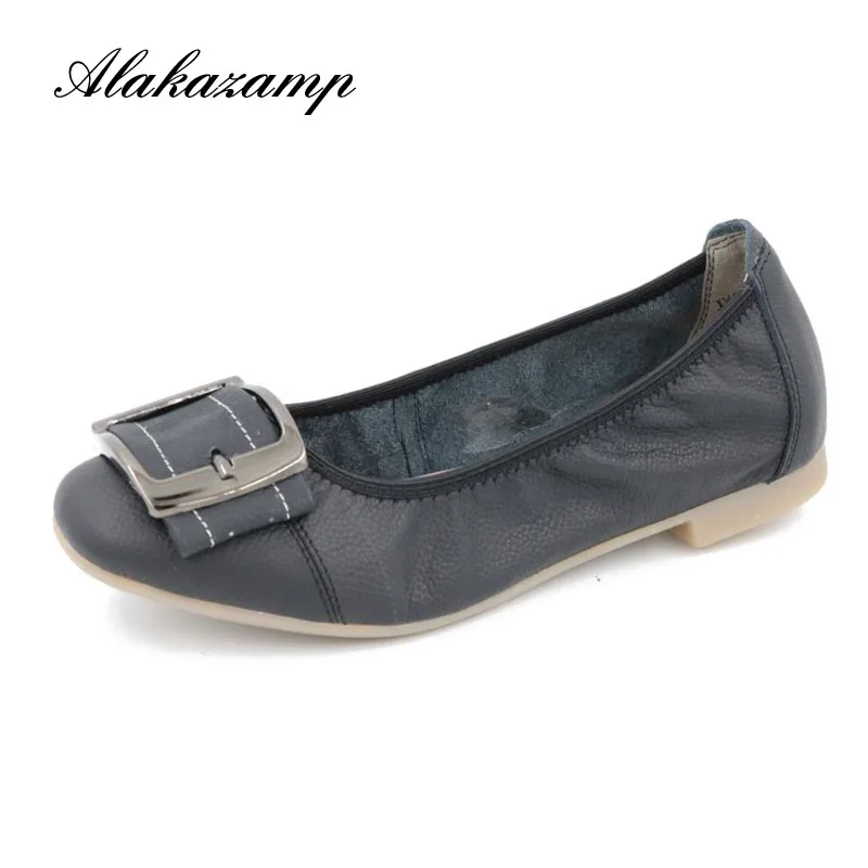 

34~43 Spring Autumn Fashion Loafers 100% Genuine Leather Single Shoes Soft Casual Flat Shoes & Women Flats Mother shoes X0255