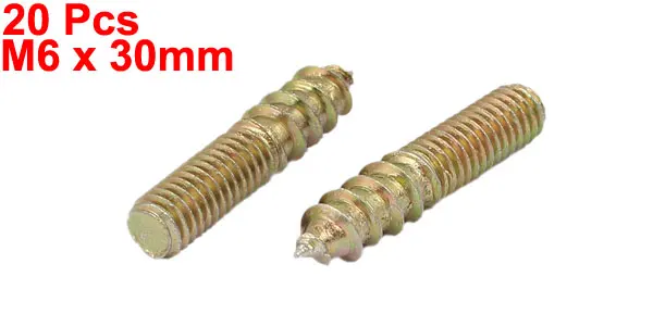 UXCELL 20 шт./лот M6x30mm бронзовая металлическая двухконцевая резьба саморезы болты