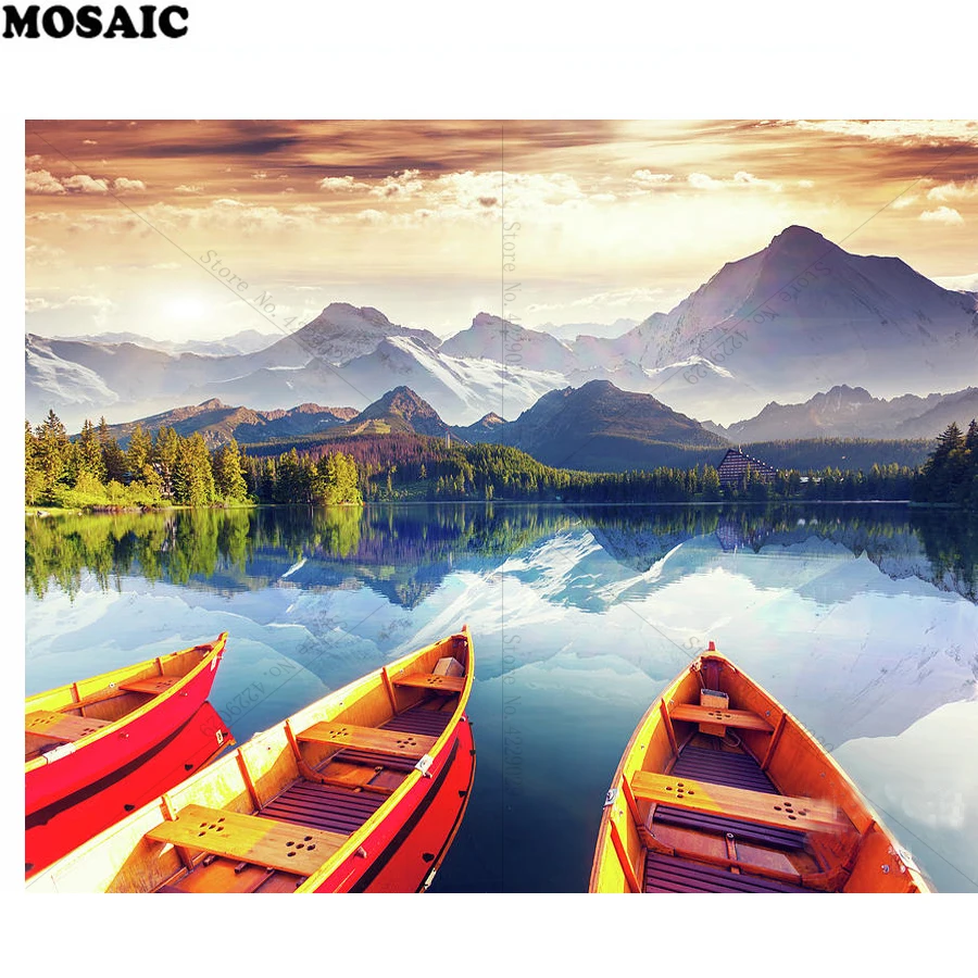 

Diamond Embroidery,Sunrise Over Australian Lake,5d Diy Diamond Painting Pattern Rhinestones Sale Diamond Mosaic,Needlework E135